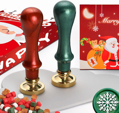 WUERLIN Christmas Wax Seal Stamp Kit,Santa Claus Wax Seal Stamp add Snowflake with Deep Engrave Great for Decoration Holiday Cards New Year Envelopes (Santa Sealing KIT)