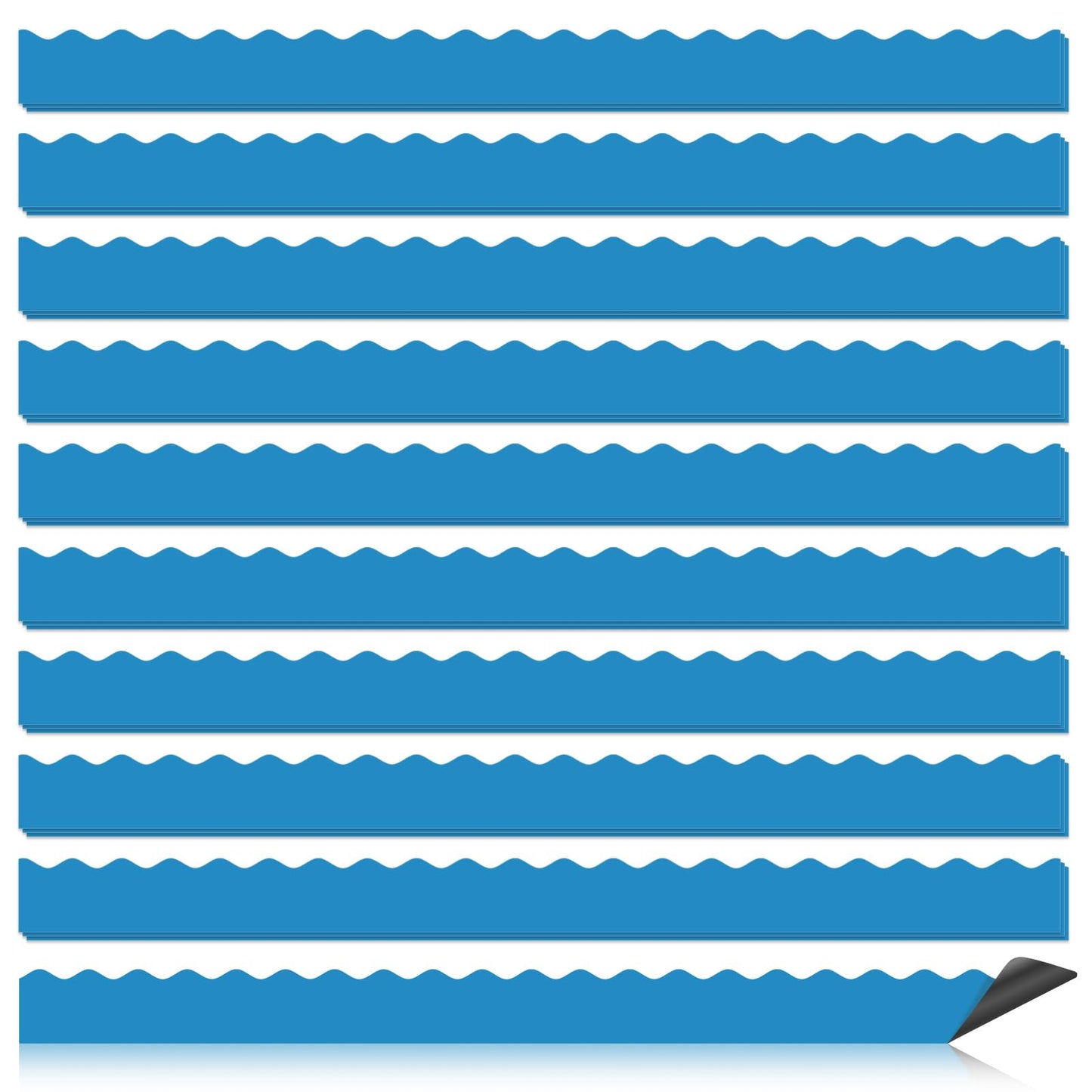30 Pcs Magnetic Borders for Classroom Whiteboard - Blue Magnetic Bulletin Board Border Set - Scalloped Chalkboard Border Strips for Teachers, Parents, DIY Home,School & Office Decoration
