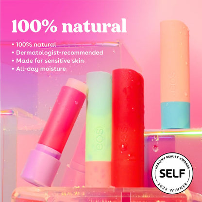 eos 100% Natural & Organic Lip Balm- Strawberry Sorbet, All-Day Moisture, Dermatologist Recommended for Sensitive Skin, Lip Care Products, 0.25 oz