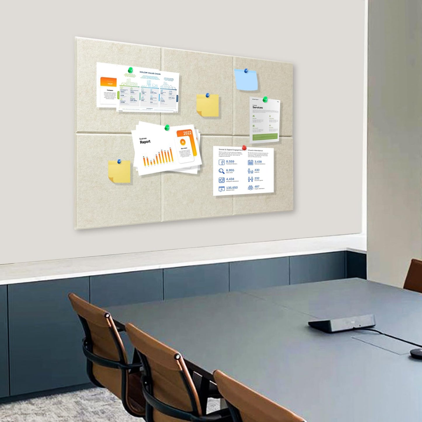 Thick Cork Board Tiles for Wall with Push Pins, Removable 36"x24"x0.47" Bulletin Board Sets, Magrowill 6 Packs Felt Panels Self-Adhesive Pin Board