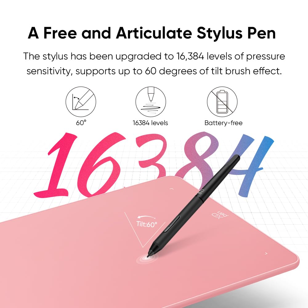 XPPen Deco 01 V3 10x6 Drawing Tablet | 16K Pressure Pen | Battery-Free Stylus | 8 Hotkeys | for OSU Gaming & Teaching | PC/Mac/Android/ChromeOS Compatible | Pink