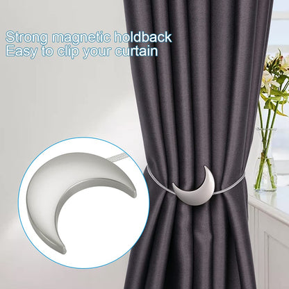 Sorfia Curtain Tiebacks, 2 Pack Magnetic Curtain Tiebacks Moon Curtain tie Back Curtain holdbacks Magnetic Curtain Clips Curtain tie Backs Curtain Clips Holder for Window Draperies Hold Curtains Drape