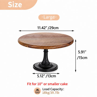 NUPTIO Cake Stand Cupcake Display: Wedding Cup Cake Pedestal Stands Round Acacia Wood Dessert Riser Cookie Serving Tray Vintage Pie Plate Holder Farmhouse Halloween Christmas 11.81 Inch/30cm