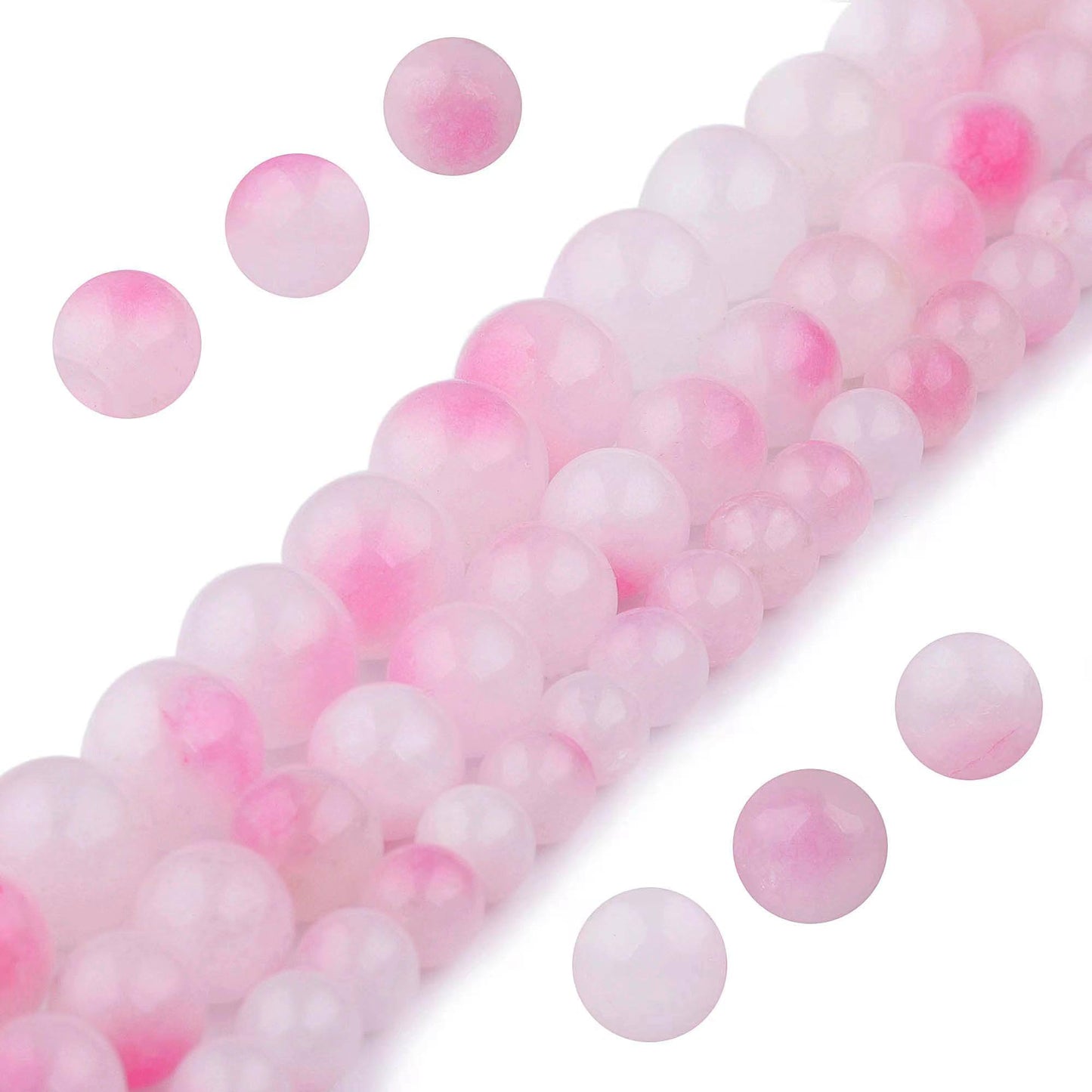 Youngbling Natural Gemstone Beads for Jewelry Making,10mm Peach Jade Polished Round Smooth Stone for Bracelet Necklace 15 Inch(Peach Jade,10mm)