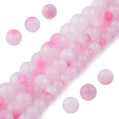 Youngbling Natural Gemstone Beads for Jewelry Making,10mm Peach Jade Polished Round Smooth Stone for Bracelet Necklace 15 Inch(Peach Jade,10mm)