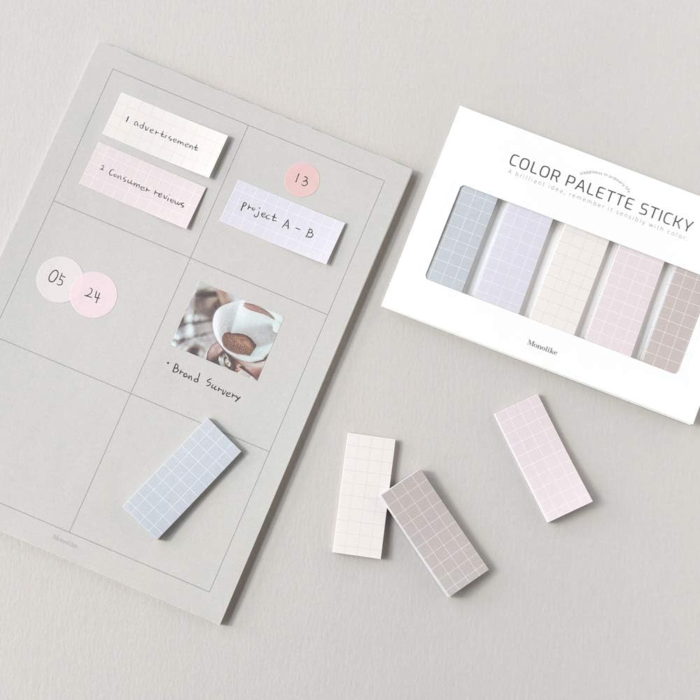 Monolike Color Palette Sticky Grid 500 B Set 4p - Self-Adhesive Memo Pad 30 Sheets