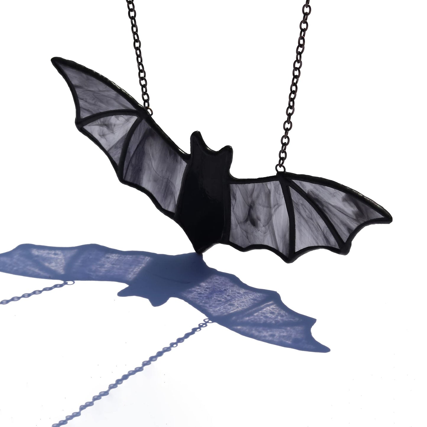 HAOSUM Bat Stained Glass Window Hanging Suncatcher for Window,Halloween Bat Decoration 7.1×3.0 inch…
