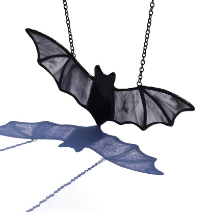 HAOSUM Bat Stained Glass Window Hanging Suncatcher for Window,Halloween Bat Decoration 7.1×3.0 inch…