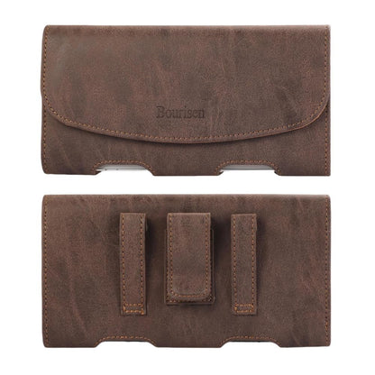 Bourisen Phone Holster Pouch Case Belt Clip Loops Faux Leather for Man for iPhone11/12/13/14/15/16/17Pro Max,14/15/16 Plus,11,17,17 Pro,Samsung S25 24 23 22 21 Plus(Brown&Yellow, L(6.9’’x3.4’’x0.8’))