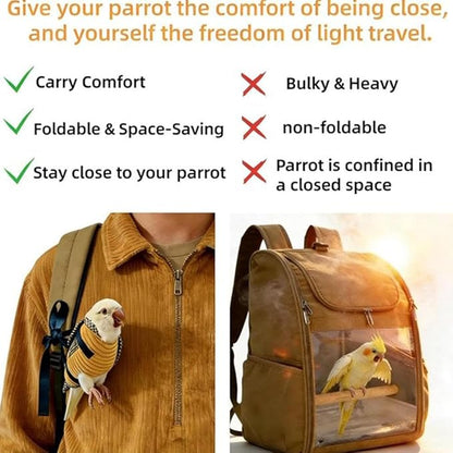 Bird Travel Carrier, Portable Bird Bag with Escape Resistant Outdoor Harness Vest for Small Medium Parrots, Cockatiel, Budgie, Ideal for Travel and Outdoor Adventures (S) (7cm)