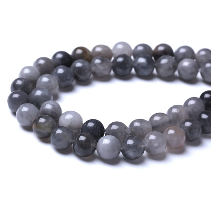 60PCS 6MM Natural Grey Crystal Beads Round Loose Stone Beads for Jewelry Making DIY Energy Stone Healing Power Bracelet 15"