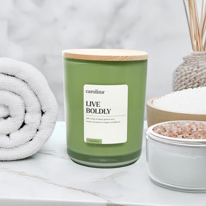 Carolina Live Boldly 16 oz Scented Candle, 2 Wick Wellness Relaxing Candle, 60H Burn Time, Ideal for Creating a Welcoming Home - Made in The USA