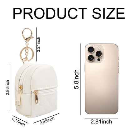 AIBFRID 4Pcs Mini Backpack Keychain,Cute Cosmetic Bag for Women Mother's Day,PU Leather Makeup Bag Key Pocket Lipstick Bag Card Holder Data Cable Organizer Zipper Pouch (black beige pink gray)