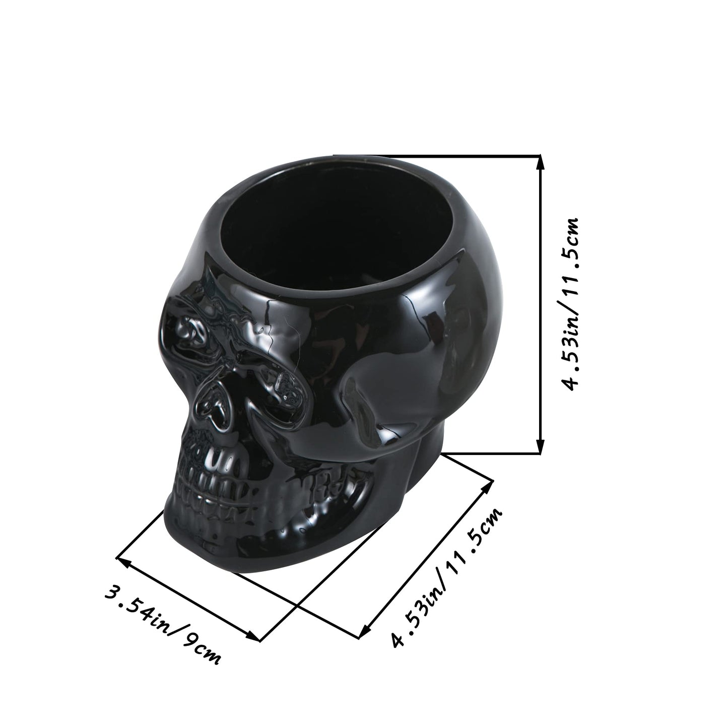 Tanvecle Skull Planter Pots, Skeleton Vase for Succulent, Flowers, Gothic Centerpiece for Table, Punk Home Decor and Accessories, Halloween and Day of The Dead Decorations - Black