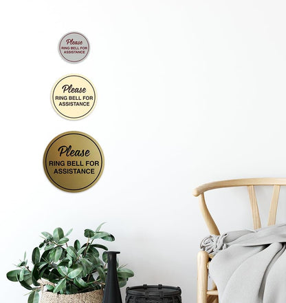 Signs ByLITA Circle Please Ring Bell For Assistance Wall or Door Sign | Easy Installation | Front Desk Reception Sign (Red/Yellow) - Medium (1 Pack)
