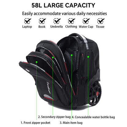 WMHYLYH Waterproof Rolling Backpack for Women and Men, Laptop Backpack with Wheels for Adults, Carry on Backpack with Large Wheels for Travel and Business Commuter (Black, 22inch)
