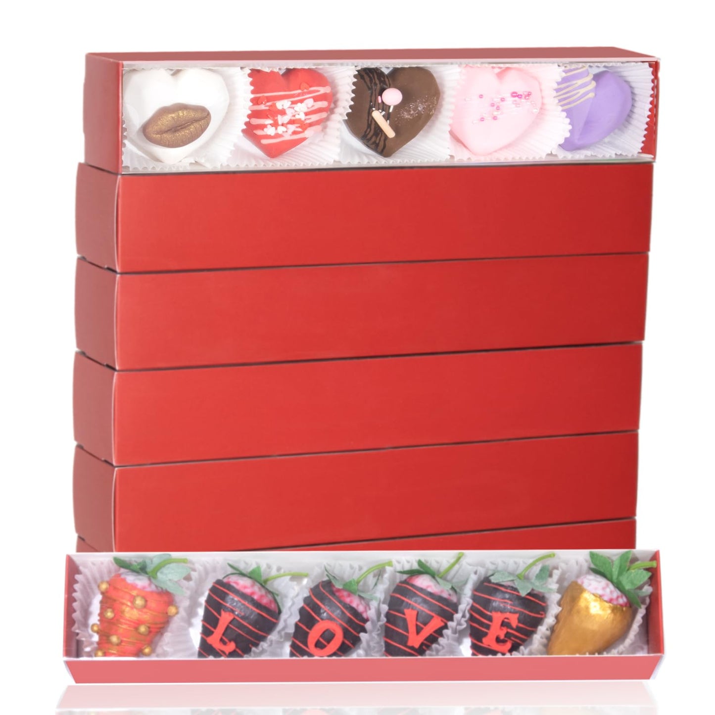 JCXGRVC 15Pack 12x2¼x2 Inches Chocolate Covered Strawberries Boxes for 6 Macaron boxes Chocolate Truffle Boxes Cookies boxes Bakery Boxes with Clear Window