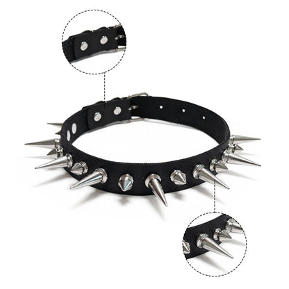 Qoncosy 5 Pcs Goth spiked choker Necklace Set, Spiked Choker with Heart and Paw Studs, Gothic Cat Collar, Adjustable PU Leather Collar for Women, Gothic Punk Rock Accessories for Concerts Halloween Cosplay (Gothic4)