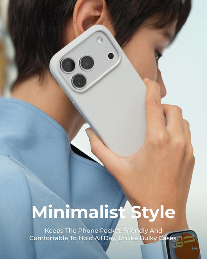 MOFT for iPhone 17 Pro Case- MOVAS Snap Case, MagSafe Compatible, Soft-Touch Vegan Leather, Classic Minimalist Design, Lightweight, Stain-Resistant & Camera Protection, Misty Cove