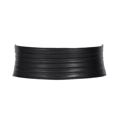 SANSTHS Women Wide Elastic Belts for Dresses Vintage Fashion Stretchy Waist Belts Ladies Cinch Belts Leather Waistband,Black,M