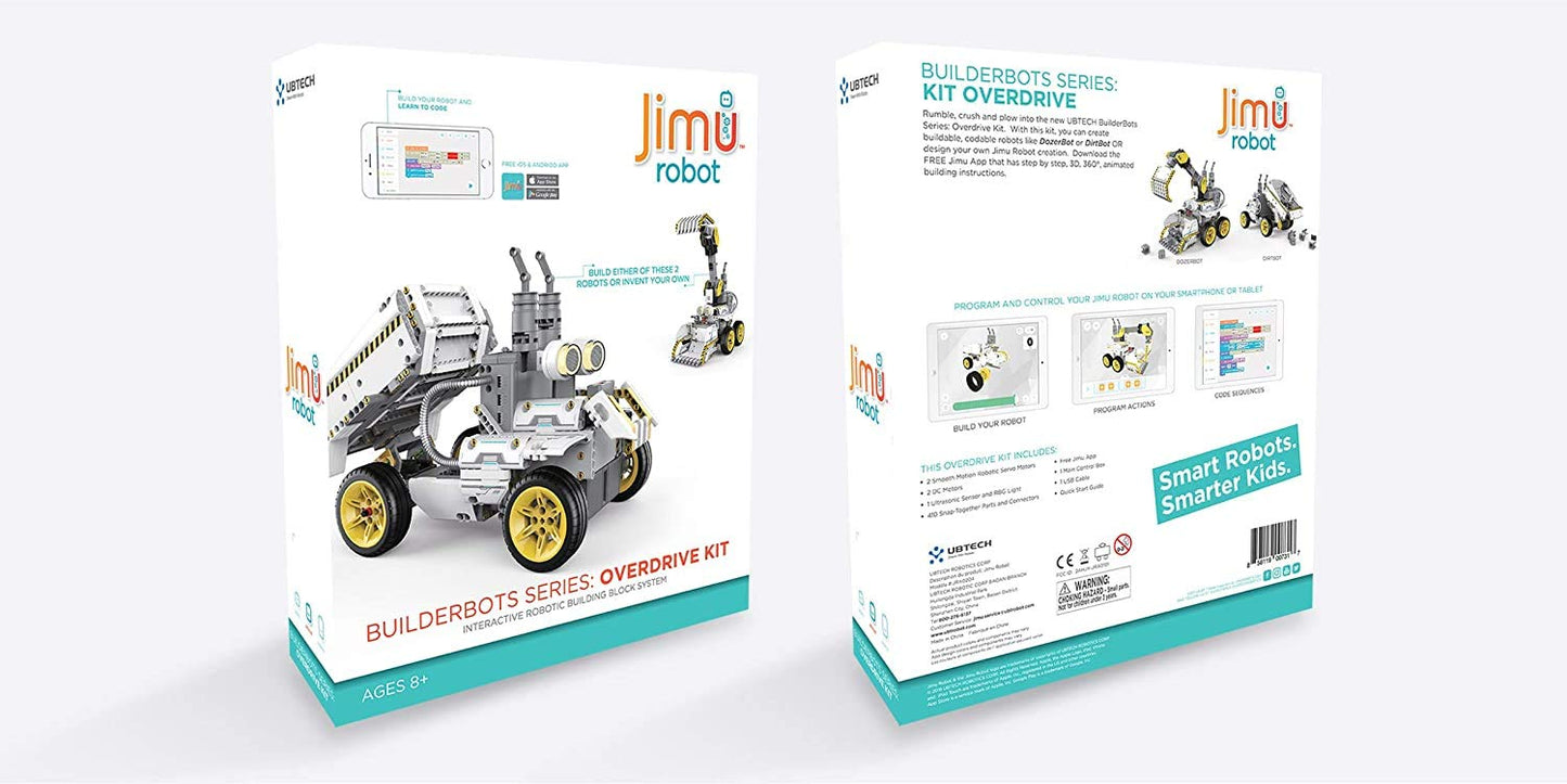 UBTECH JRA0203 JIMU Robot BuilderBots Series: Overdrive Kit/App-Enabled Building and Coding STEM Learning Kit (410 Parts and Connectors), Yellow