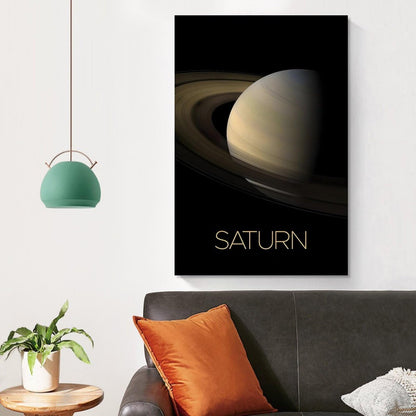 XIAOLOUTINYU Solar System Canvas Wall Art - Saturn Planet Space Poster for Kids Room Bedroom Classroom, STEM Educational Astronomy Decor, Science Gift for Boys Girls Teens, 12x18 Inch Unframed