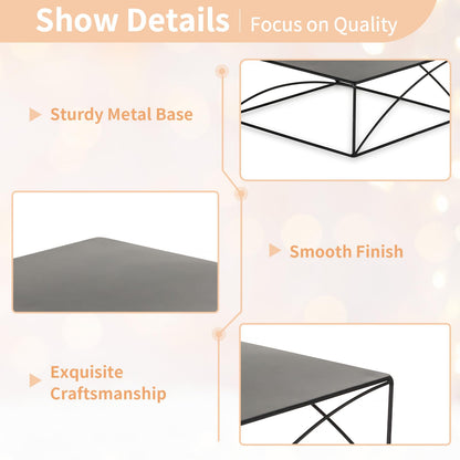 NUPTIO Cake Stand Dessert Display: Metal Cupcake Holder 10 Inch Pedestal Stands Black Food Risers for Wedding Party Halloween Birthday Event Kitchen Table Baby Shower Square Buffet Vase Plant Stand