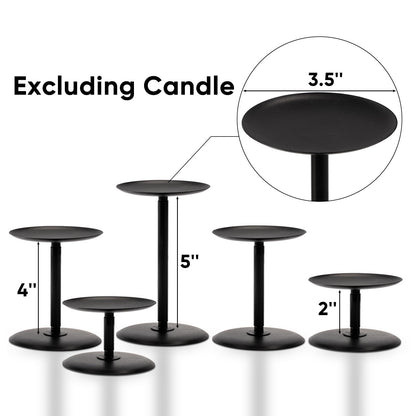 Homemory Christmas Metal Fall Candle Holders Stands for Pillar Candles Set of 5, Candleholder Sets for Table Centerpiece Fireplace (5, Black)