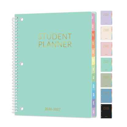 SUNEE Student Planner 2026-2027, Academic Weekly & Monthly School Planner, July 2026 - June 2027, 8.5" x 11" Lesson Plan Book with Weekly Goals, Monthly Tabs, Bookmark & 3-Hole Punch, Mint Green