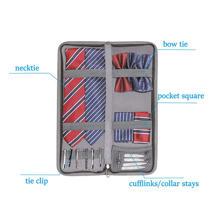 Modoker Mens Gift Tie Case for Travel Necktie Carrier Organizer Bag Storage Cufflinks and Suit Accessories,Blue