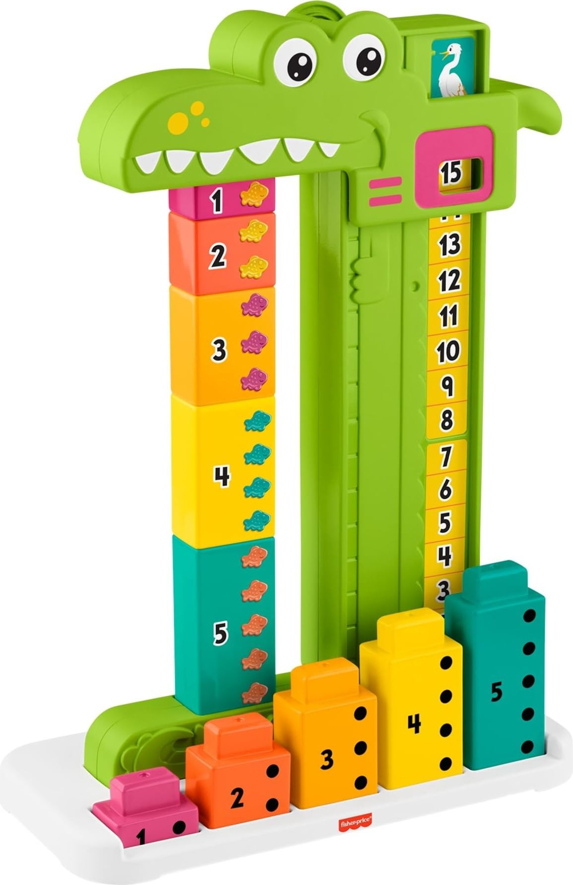Fisher-Price Preschool Learning Toy Adding Alligator Counting Activity with 10 Stacking Blocks for Kids Ages 3+ Years