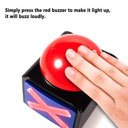 Game Answer Buzzer 2 Pcs, Game Buzzer Alarm Sound Play Button with Light Trivia Quiz Got Talent Buzzer Toys for Kids Adult