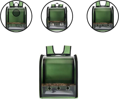 Pet Bird Backpack with Ventilated Acrylic Front and Perch for Travel