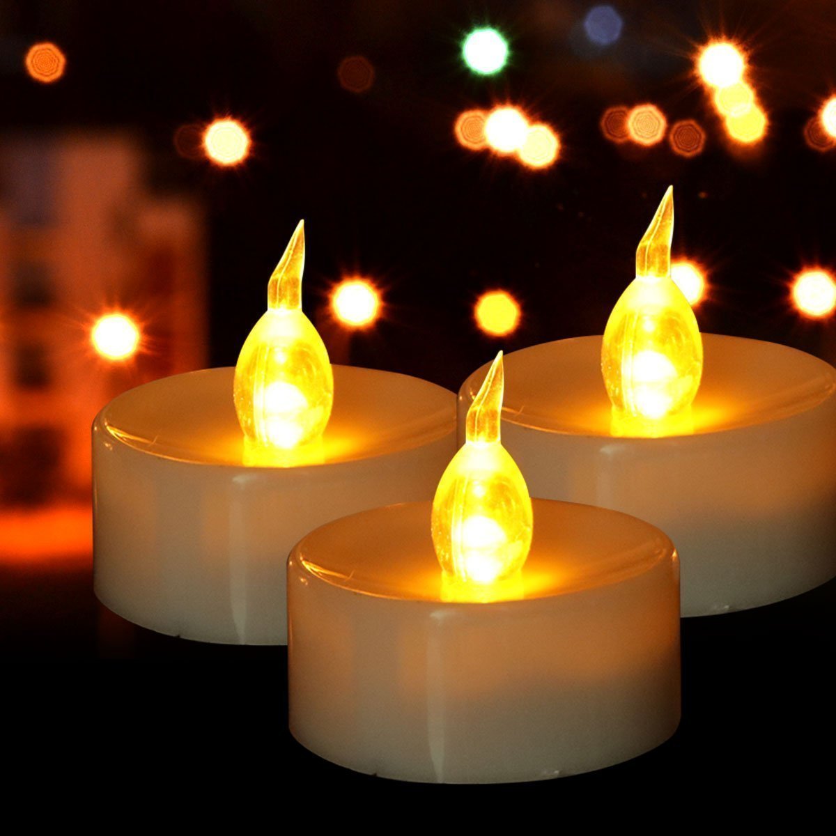 Hanzim Battery Tea Lights, 50 Pack LED Tea Light Candles 100 Hours Realistic Flickering Bulb Battery Operated Tea Lights for Seasonal Festival Celebration Electric Fake Candle in Warm Yellow