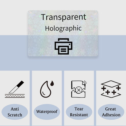 STARLIBOO Transparent Stickers Labels - 2" x 4" Clear Address Labels Mailing Stickers for Laser/Inkjet Printer 8.5"×11"- 20 Sheet (Clear Holographic Snowflake)