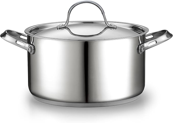 Cooks Standard Classic 6 Quart Stock Pot with Lid, Stainless Steel Dutch Oven