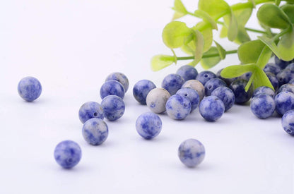 Natural Stone Beads 100pcs 6mm Blue White Sodalite Round Real Stone Beading Loose Gemstone Hole 1mm DIY Charm Smooth Beads for Bracelet Necklace Earrings Jewelry Making (Blue White Sodalite, 6mm)