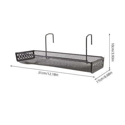 IDEANATEGRATE Hanging Flower Rack Indoor Iron Plant Stand Hooks Black Metal Balcony Garden Patio Railing Shelf