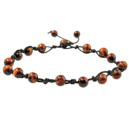 Amazing Gemstone Red Tiger Eye Anklet Ankle Bracelets for Women - Waterproof Beaded Healing Crystal Anklets, Plus Size Chakra Gemstone Bead Anklet (Stretchy Adjustable - Hand Knotted)