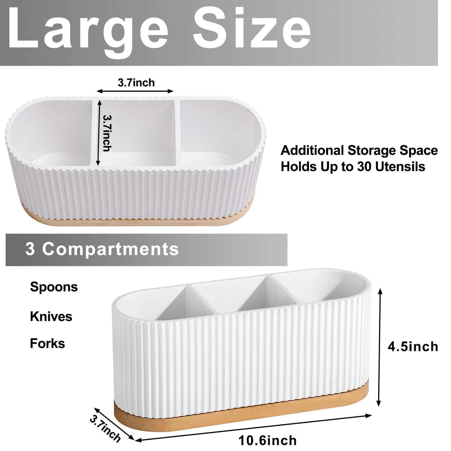 HouseJoy Countertop Silverware Holder, Silverware Caddy Organizer Holder for Forks, Spoons, Knives, Cutlery Caddy with 3 Compartments, Kitchen Utensil Holder for Party, Countertop