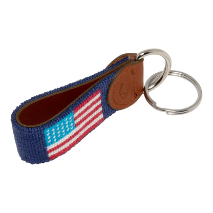 Huck Venture American Flag Needlepoint Key Fob & Keychain (American Flag)