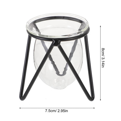 NUOBESTY 6pcs Small Iron Art Flower Stands with Hydroponic Glass Vases for Desktop Plant Decoration and Office Home Hydroponic Terrarium Display