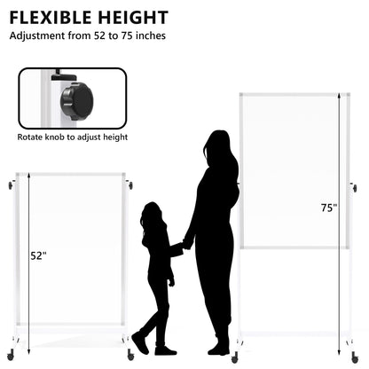 Large Rolling Whiteboard on Wheels, 48" x 32" Height Adjustable Mobile White Board with Stand, Portable Standing Magnetic Dry Erase Board Easel for Home Office Classroom School, Silver