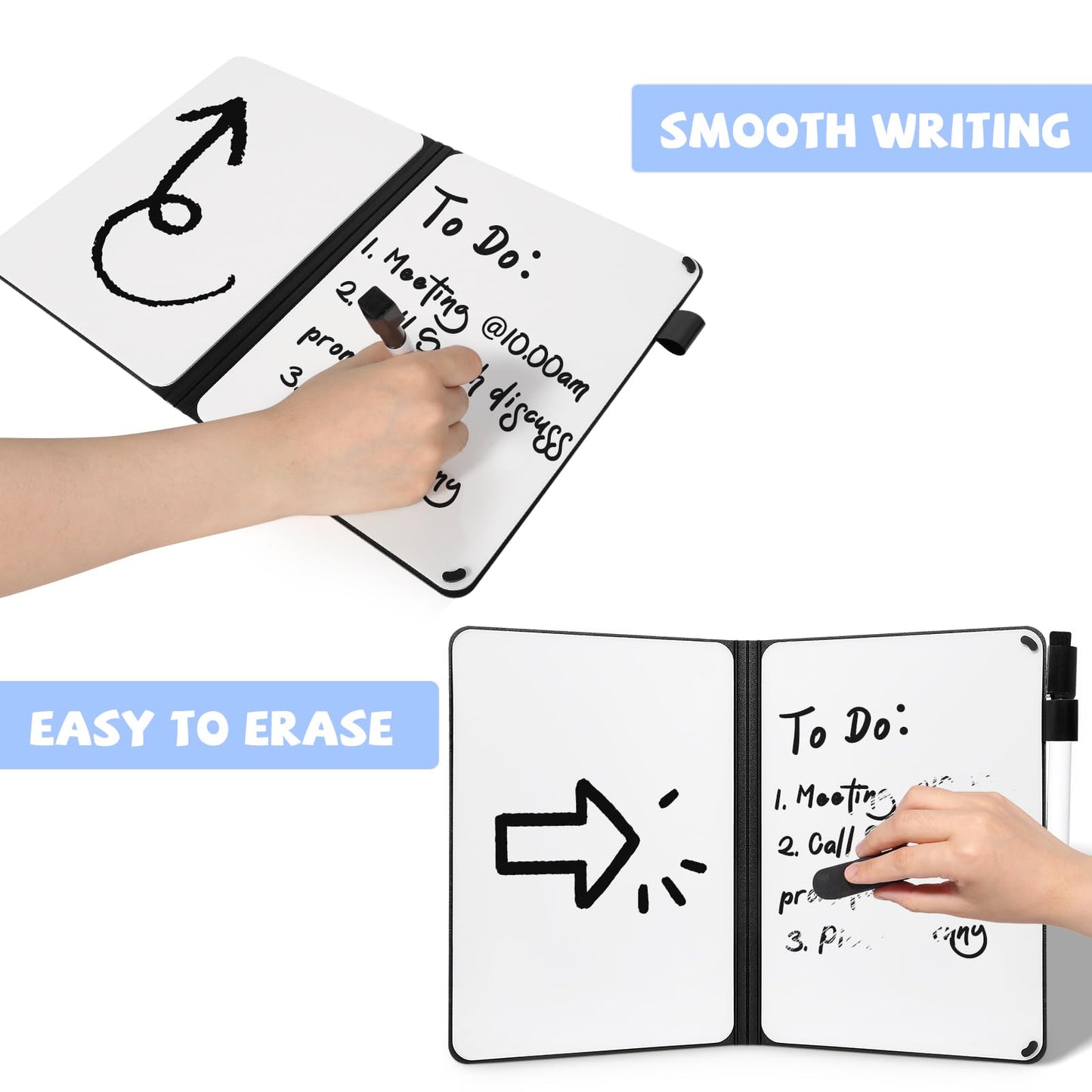 AGM Portable White Board Dry Erase, Double Sided Folding Whiteboards with Pen, Small Dry Erase Board for Study, Meeting, Doodling, Planning, Blue