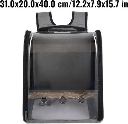 Pet Bird Backpack with Ventilated Acrylic Front and Perch for Travel