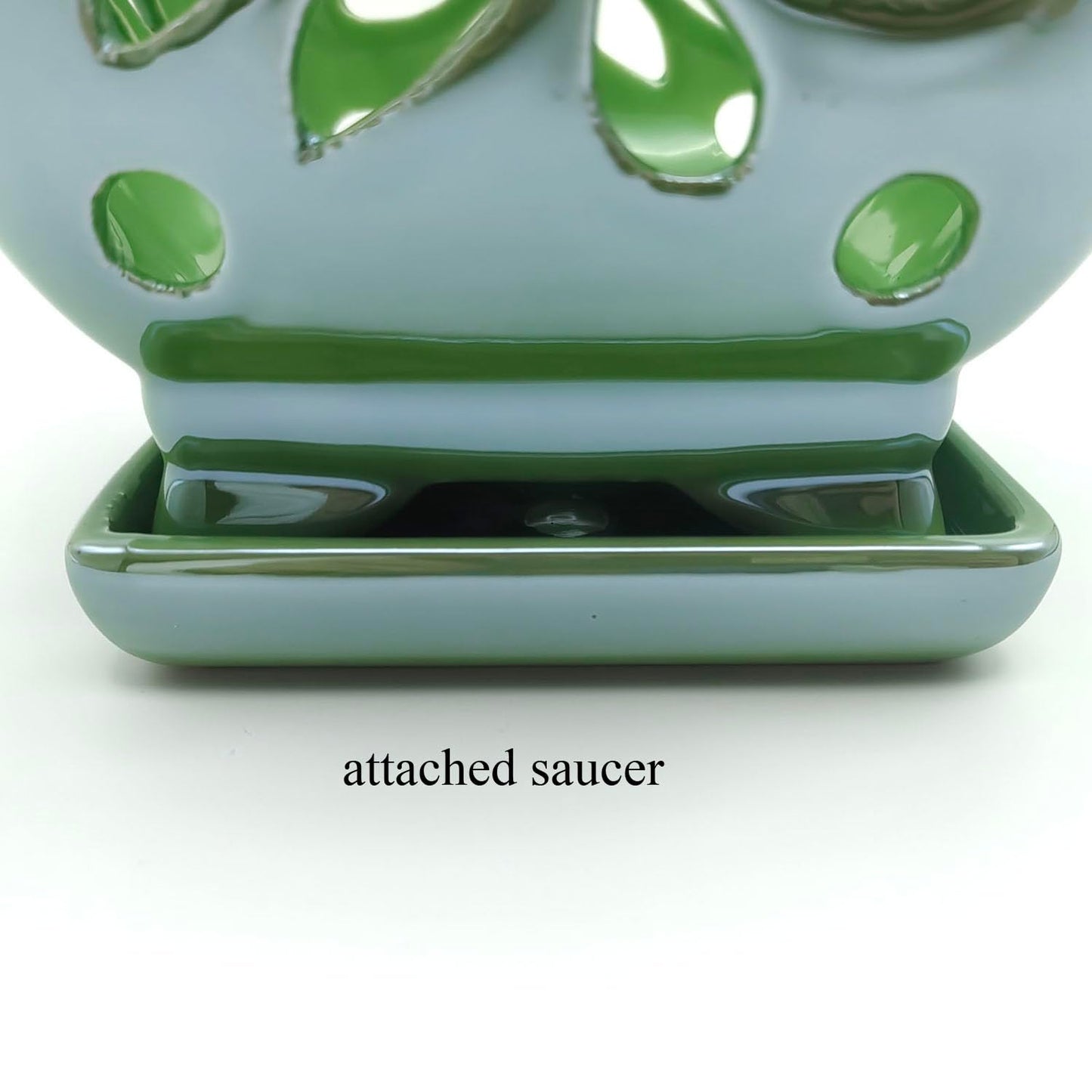 Grdthzey Orchid Pots with Holes Square Ceramic Orchid Planter Pots 5.5 inch (Green)