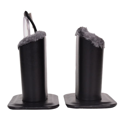 TECKE Pack of 2 Plush Lined Eyeglasses Holder Stand Protective Glasses Case For Desks Or Nightstands (Black-Light Gray)