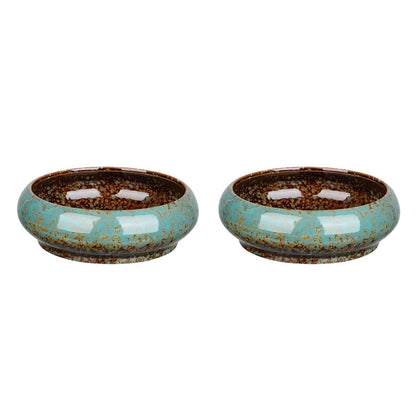 DOITOOL 2Pcs Bonsai Pot Indoor Hydroponic Planters Succulent Round Bowls for Planting in Water Lily Planter Ceramic Hydroponic Plant Pots