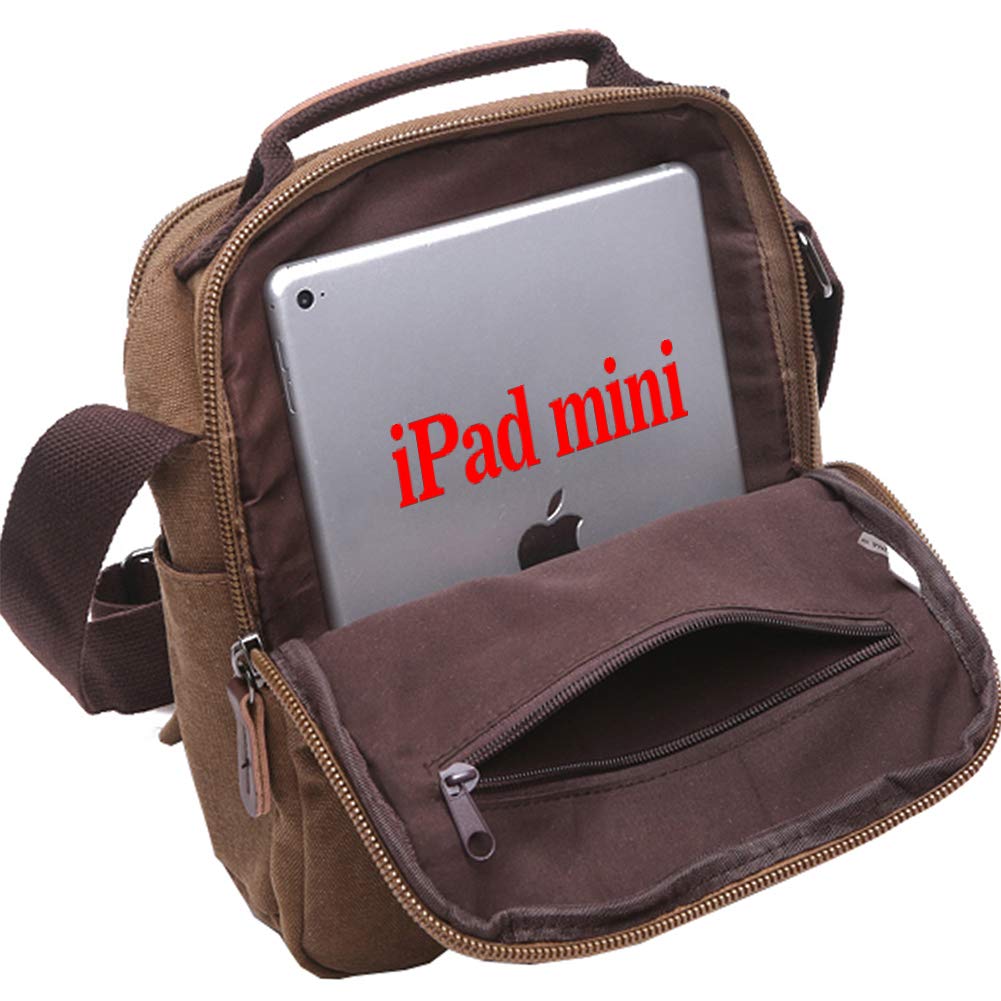 mygreen Men's Multifunctional Canvas Shoulder Bag Handbag Multi-Pockets Business Messenger Bags Outdoor Sports Over Shoulder Crossbody Side Bag