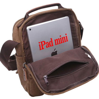 mygreen Men's Multifunctional Canvas Shoulder Bag Handbag Multi-Pockets Business Messenger Bags Outdoor Sports Over Shoulder Crossbody Side Bag